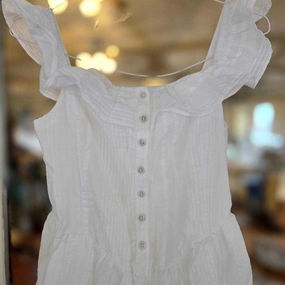 XS Aerie AE American Eagle White Ruffle romper One Piece Shorts Small - Picture 5 of 7